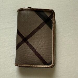 Burberry Tan and Brown Checkered Wallet